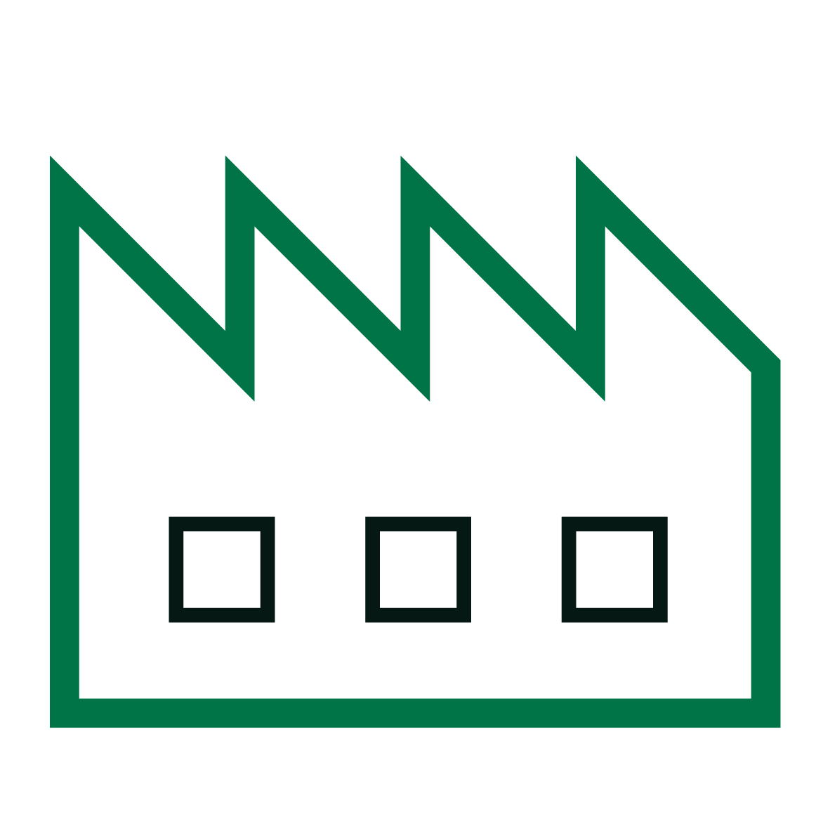 Ein grünes Symbol zeigt ein Haus mit drei Fenstern und einem Dach.